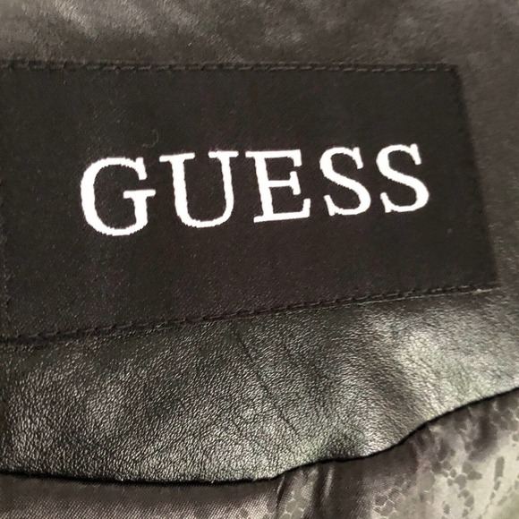 Guess Women's Wool Blend Faux Leather Arms Fringe Trim Plaid MOTO Jacket Sz M - Picture 5 of 10